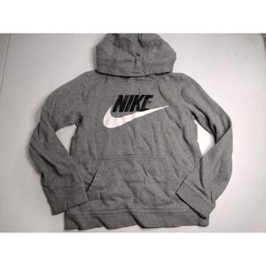 Nike kids Pullover Hoodie Heather Grey Graphic‎ Futura Logo Fleece Size Medium
